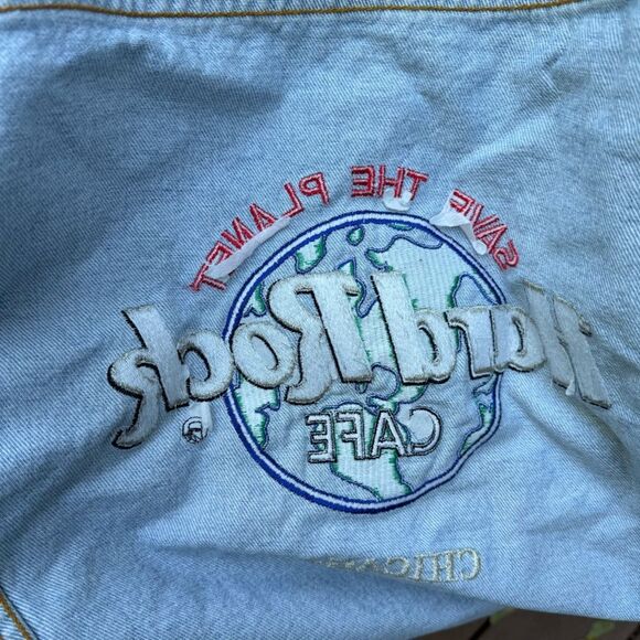 Vtg 1990's Hard Rock Cafe CHICAGO Save the Planet Denim Jacket size XL XLarge - Picture 12 of 15